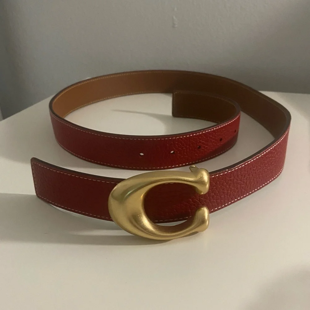 Coach reversible C signature red/brown belt - Picture 3 of 9